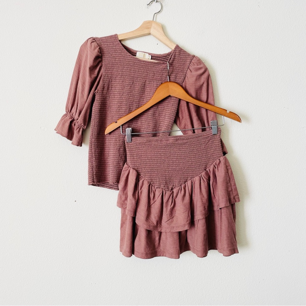 Nation LTD MEDIUM/SMALL Mojave tan smocked top and skirt set